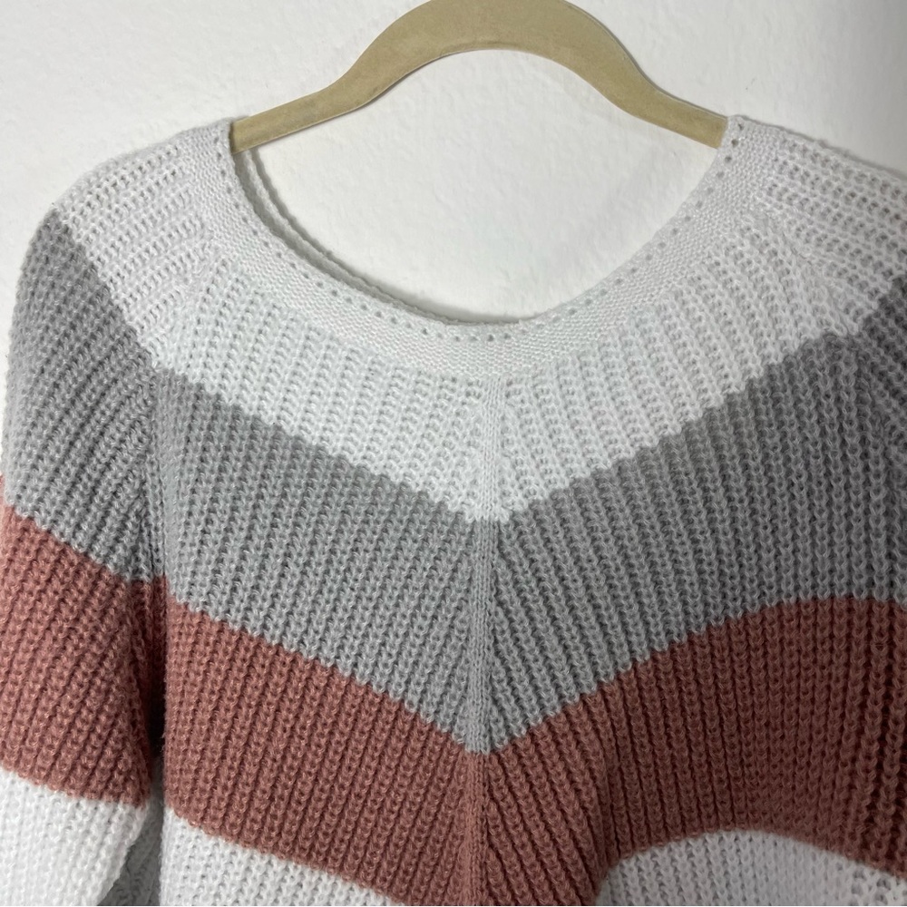 Shein Colorblock Chevron Raglan Sleeve Sweater - Picture 6 of 10